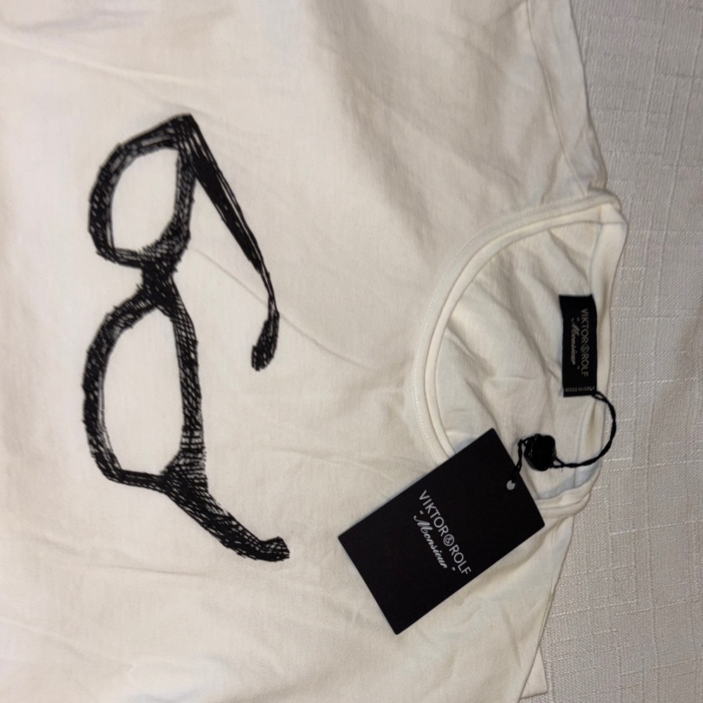 Viktor & Rolf Cream Tee with Black Glasses Design